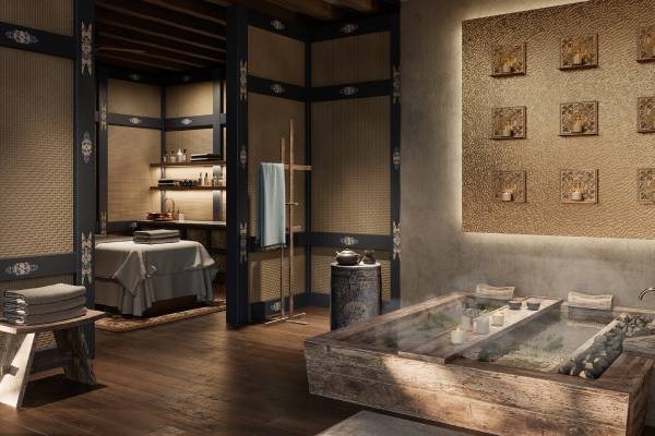 die &Beyond Punakha River Lodge verfügt über einen schönen Spa-Bereich